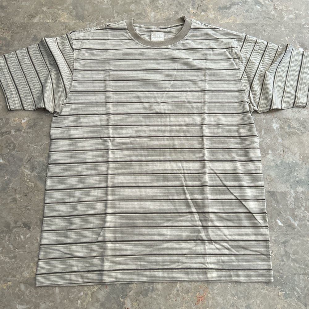 Vintage 2000s CRB Khakis Striped Pocketless T-Shirt L